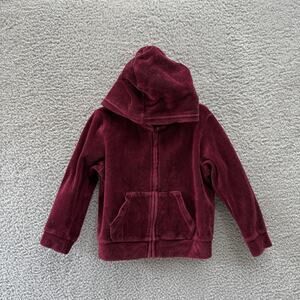 UNIQLO VELVET ZIP HOODIE Kid 3-4 years WINE BURGUNDY toddler boy girl preschool